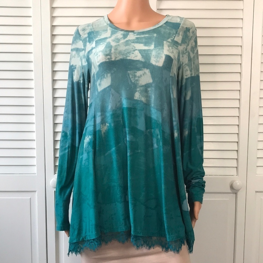 LOGO By Lori Goldstein Long Sleeve Tie Dye Design Shirt Size Extra Extra Small